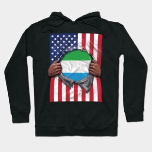 Sierra Leone Flag American Flag Ripped - Gift for Sierra Leonean From Sierra Leone Hoodie